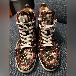 Christian Louboutin High Top Leopard Print With Spikes Flats Men